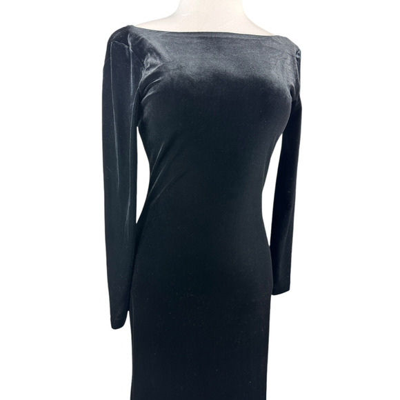 Vtg Lauren Ralph Lauren Velvet Black Maxi Dress Drape Back Evening Gown Medium - Picture 8 of 15